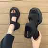 Thick Bottom Sandals Female Summer New Fish Mouth Square Head Set Foot Beach Shoes Open Toe Sports Wind Casual Sandals