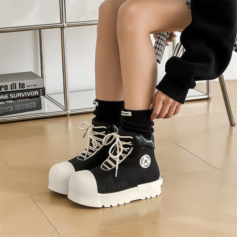 Tide shoes Mickey big head high-top shoes men and women niche black thick baseplate shoes couple height increase 7230-6230-K