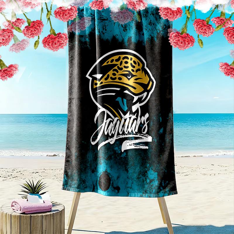 Jacksonville Jaguars Print Beach Towel, Large Soft Quick Dry Towel for Beach Camping Swimming
