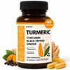 Prakuni Turmeric Curcumin Capsules with Piperine (Black Pepper) & Ginger Root Extract | 95% Curcuminoids from Curcuma Longa | Anti-Inflammatory