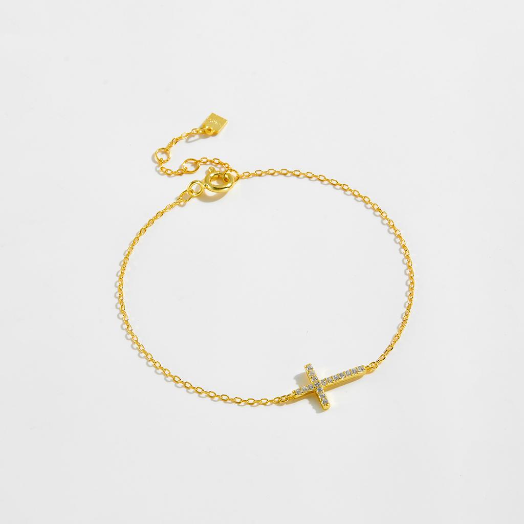 ANDYWEN 925 Silver Cross Pendant CZ Zircon Bracelet Chain Classical New Luxury Fine Gift Jewelry for Women