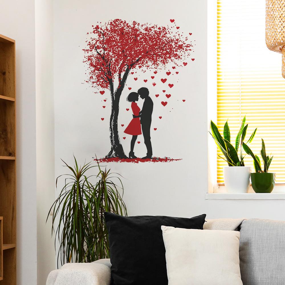 The Wall Beautification Stickers for The Entrance Hall of The Couple's Living Room Under The Love Tree on Valentine's Day