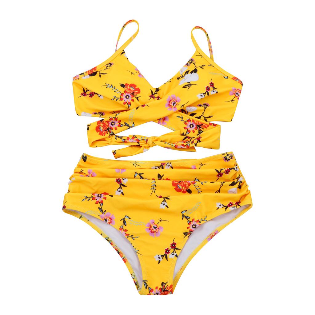 Sexy Women Bikini Print Bandage Two-piece Swimwear Swimsuit Beachwear Set