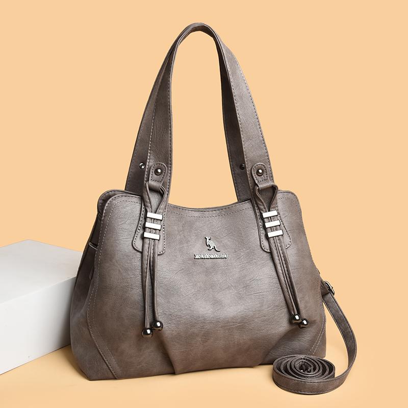 Women's Soft Leather Bag Solid Color Tote Bag Mother Bag Crossbody Bag