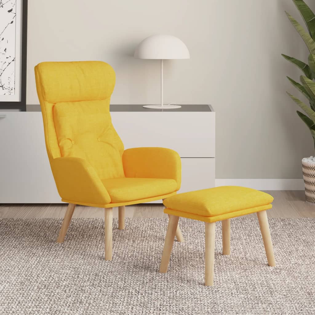 Relax Armchair with Footstool Mustard Yellow Fabric