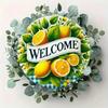 Metal Tin Sign Lemon Autumn Leaves Welcome Home Wall Decor