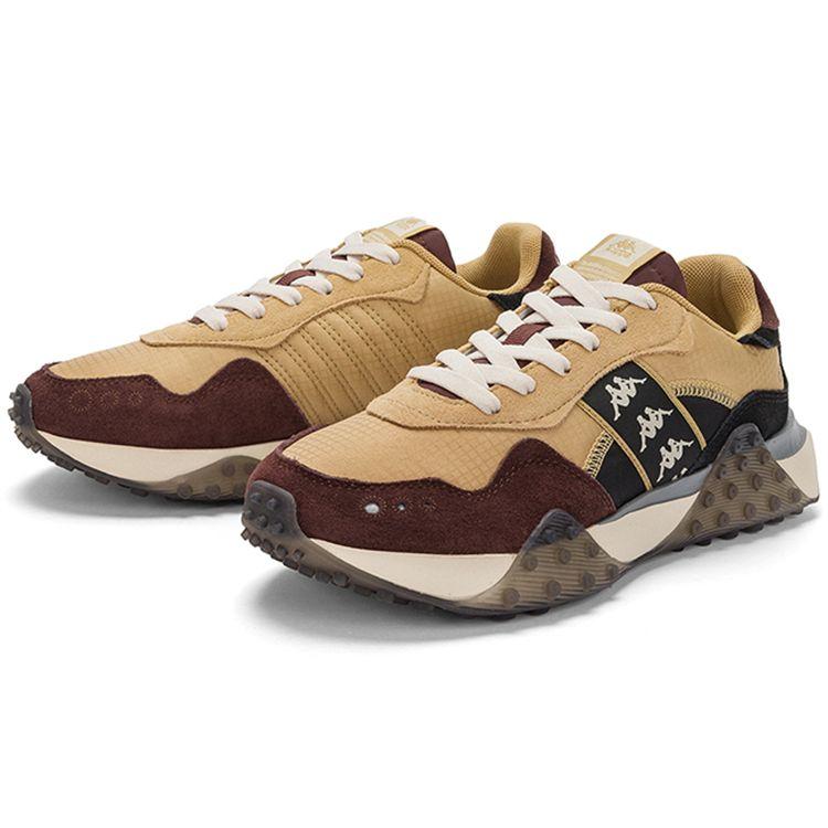 Kappa Retro Trainingsstoff Synthetikleder Strapazierfähig Niedrig geschnitten Laufschuhe Unisex Sneaker Gelb Braun Schwarz K0CZ5MM07-210