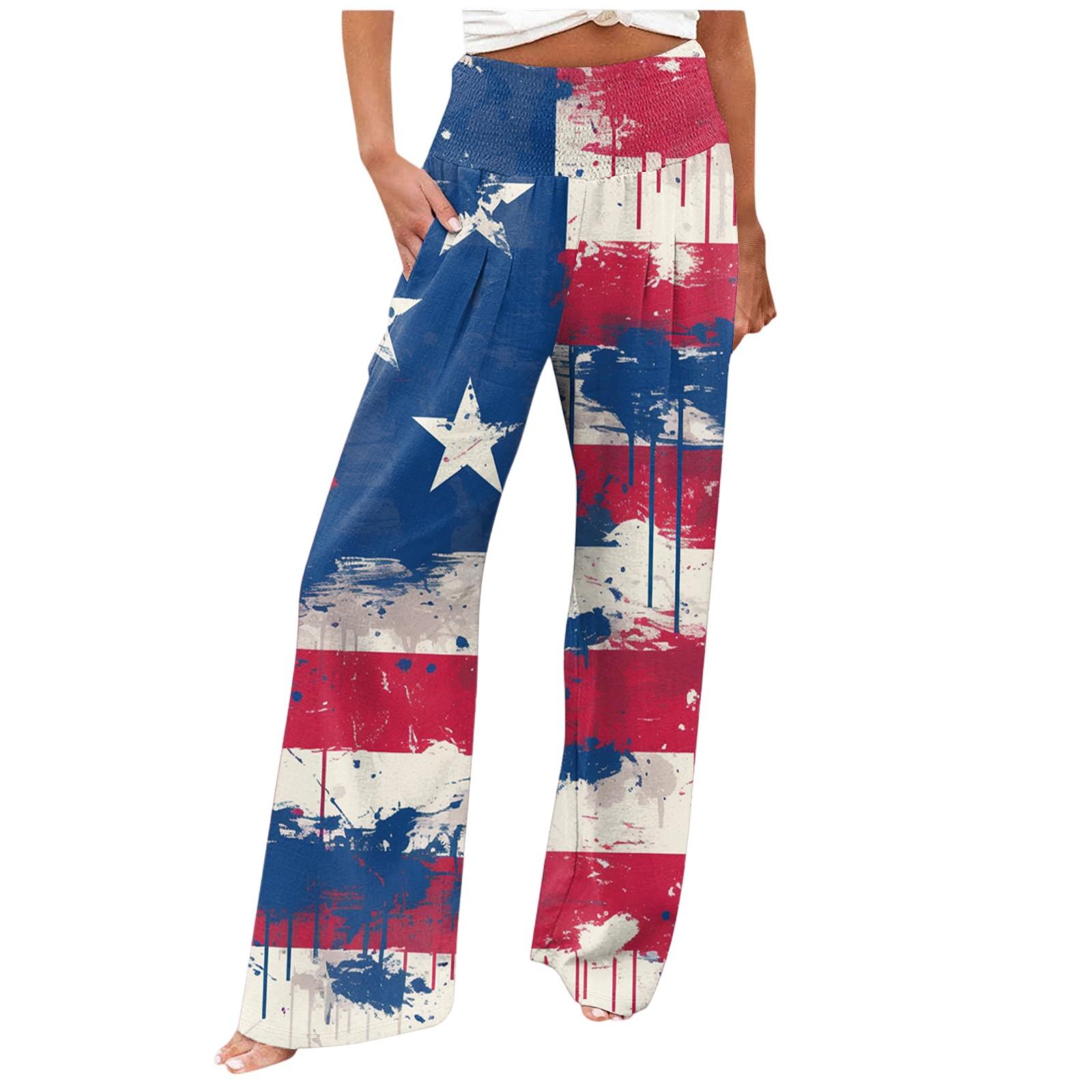 

Женские повседневные прямые брюки Independent Day Print Beach с карманами и плиссированными брюками XL винный