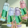 1PC Pine Tree Forest Nature Print 750ml Color Plastic Sports Water Bottle Leakproof Flip Straw Lid Suitable for Sports Office Home Use