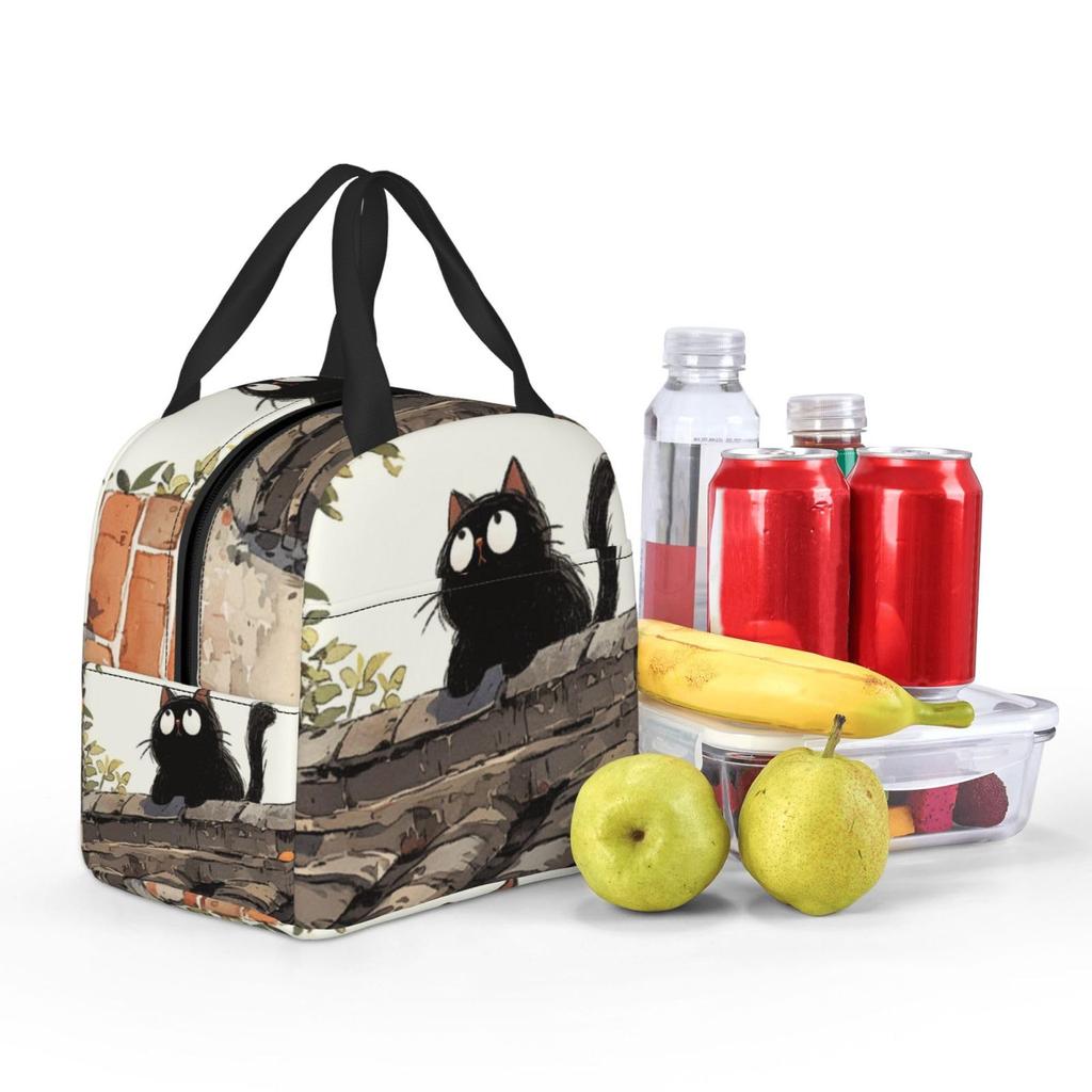 Black Cat Anime Lunch Bag with Insulated and Perfect for and Large Easy To Carry Pockets, Cooling, Commuting, School, Picnics, Men, Women, Students,