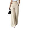 Women High Waist Wide Leg Pants Double Button Loose Fit Straight Leg Trousers Casual Style