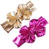 Diadema con lazo grande dorado para niñas pequeñas, turbante elástico con nudo para envolver la cabeza