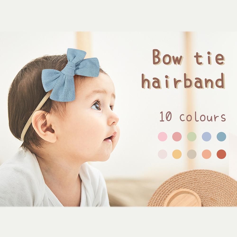 10Pcs Solid Bow Headband Set for Baby Girls Soft Elastic Nylon born Toddler Hair Bands Handemade Headwear Accessories