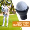 Portable Golf Ball Picker Black Rubber Retriever, Grabber Suction Cup, Tool Putter Grip Upper Tool, Accessories Retriever Cup