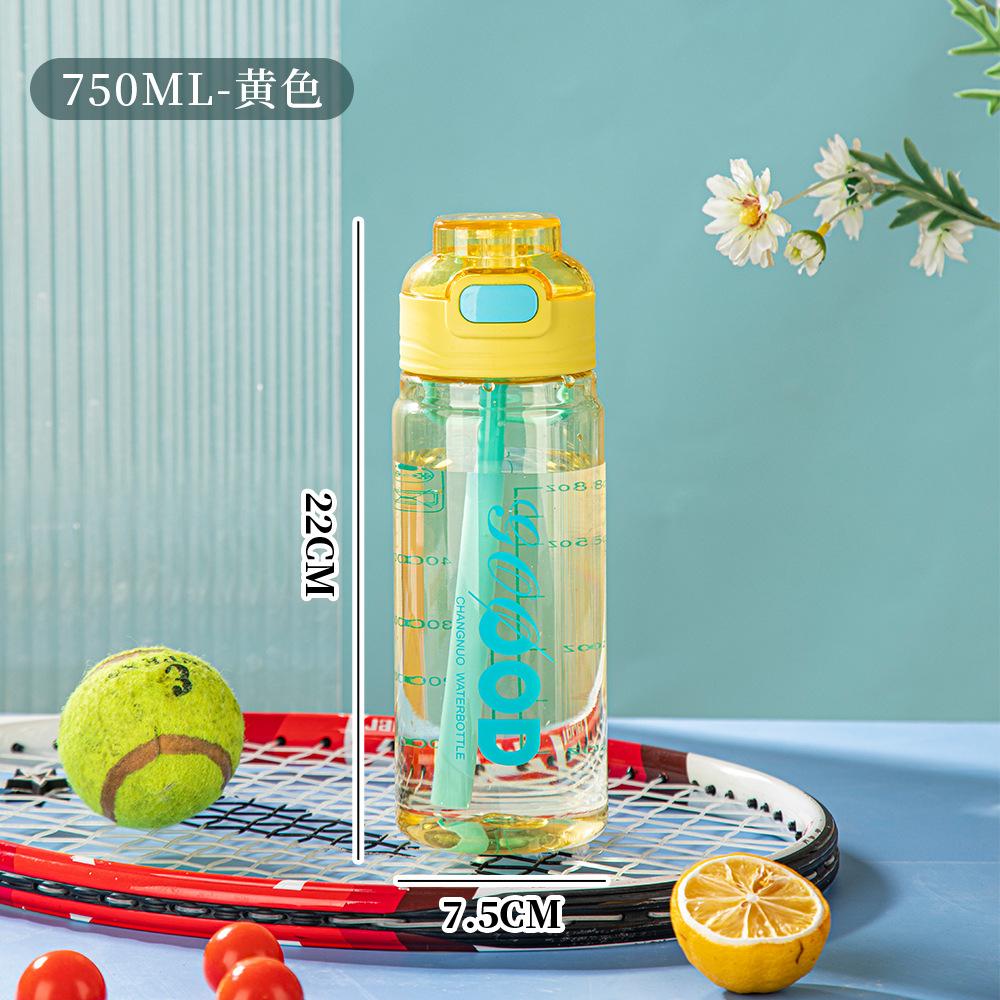 Water bottle large capacity with scale outdoor portable plastic cup student portable plastic sports water cup flip straw water cup
