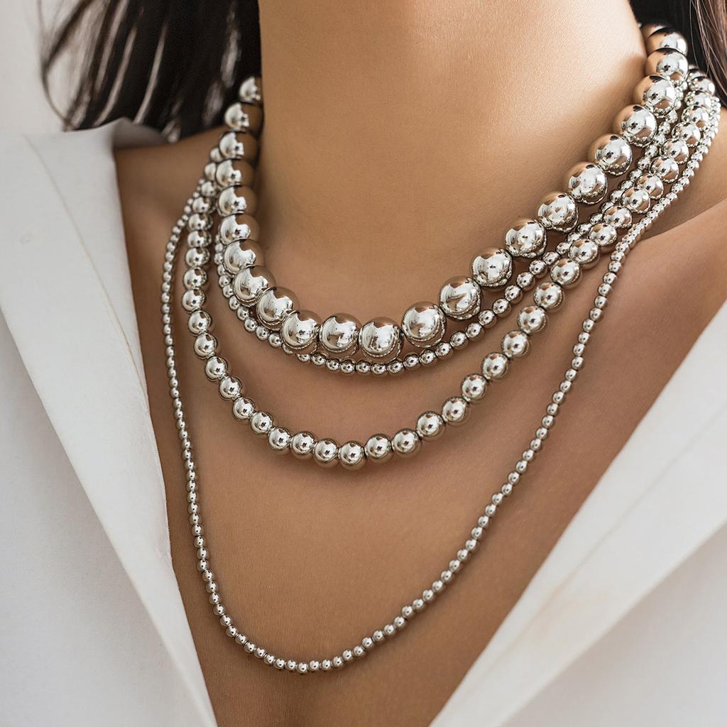 Collana girocollo DIEZI con Perline CCB Multistrato per Donna Regalo per Feste Moda Punk Collana con Ciondolo in Perline di Plastica Gioielli Statement