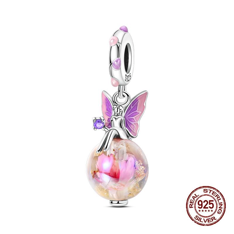 Authentic Copper Glowing Planet Zircon Floral Fairy Four Leaf Shamrock Charms Bead Fit Authentic Bracelets Diy Jewelry Gift