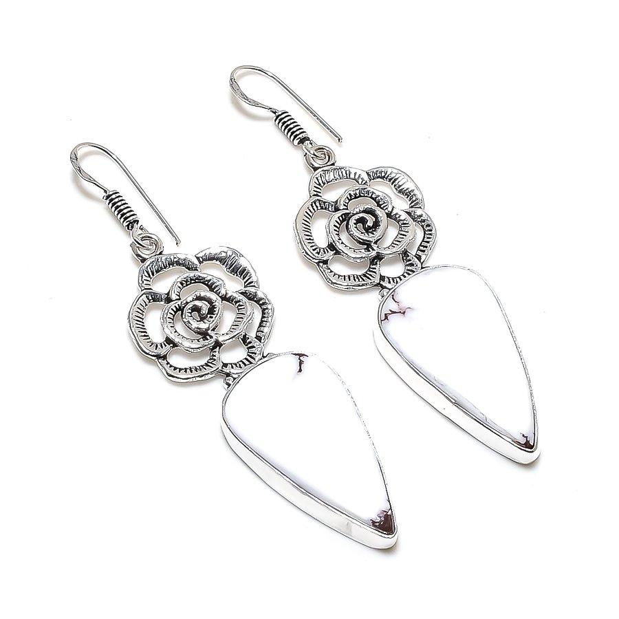 Wild Horse Gemstone Handmade 925 Sterling Silver Jewelry Earring 2.56" SU-10123