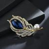 Graceful Temperament High End Blue Crystalline Leaves Autumn And Winter Graceful Retro Pearl Brooches ,All MatchElegant Jewelry