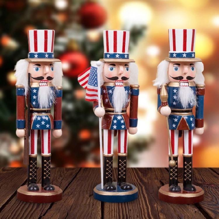 American Wooden Nutcracker Soldier Figurine Christmas Decor Display Gift 10 Inch