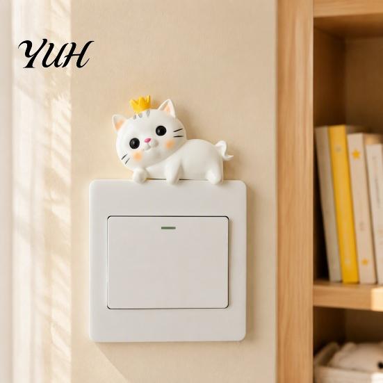 Adhesive Wall Decor Cute Cat Light Switch Sticker, Adorable Kitten Self?Adhesive Socket Panel Living Room Surround Cover Decor, Indoor Home for Kids