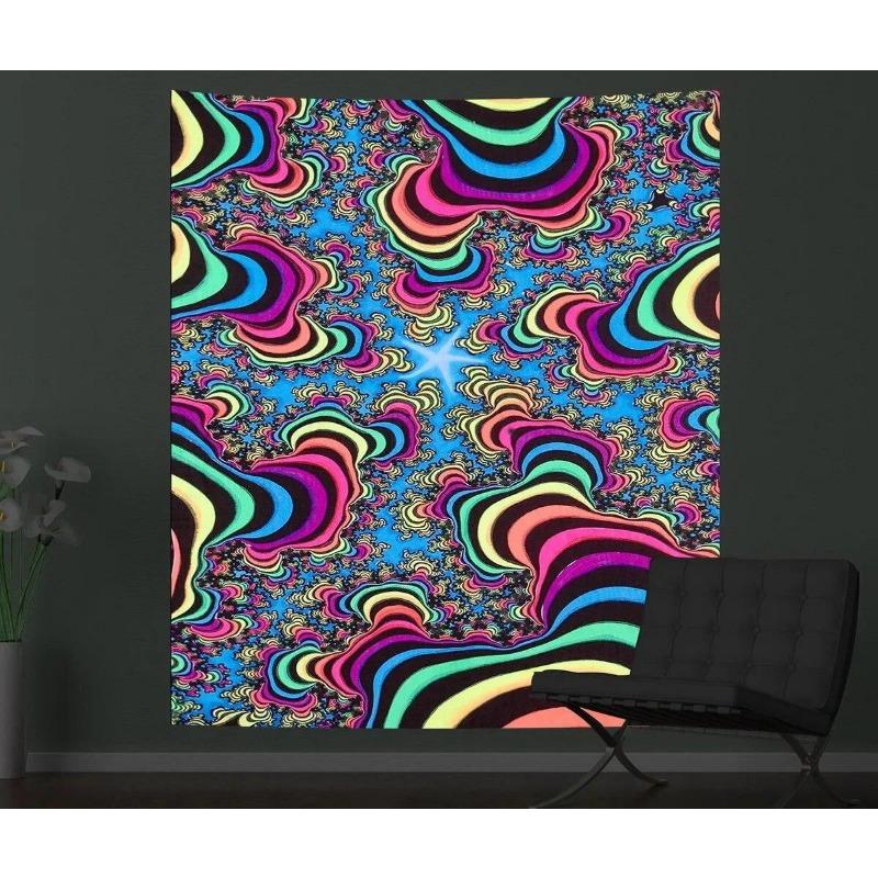 

Черный свет гобелен УФ-реактивный психоделический гриб настенный хиппи для спальни в общежитии украшение отдельной комнаты 200x150cm