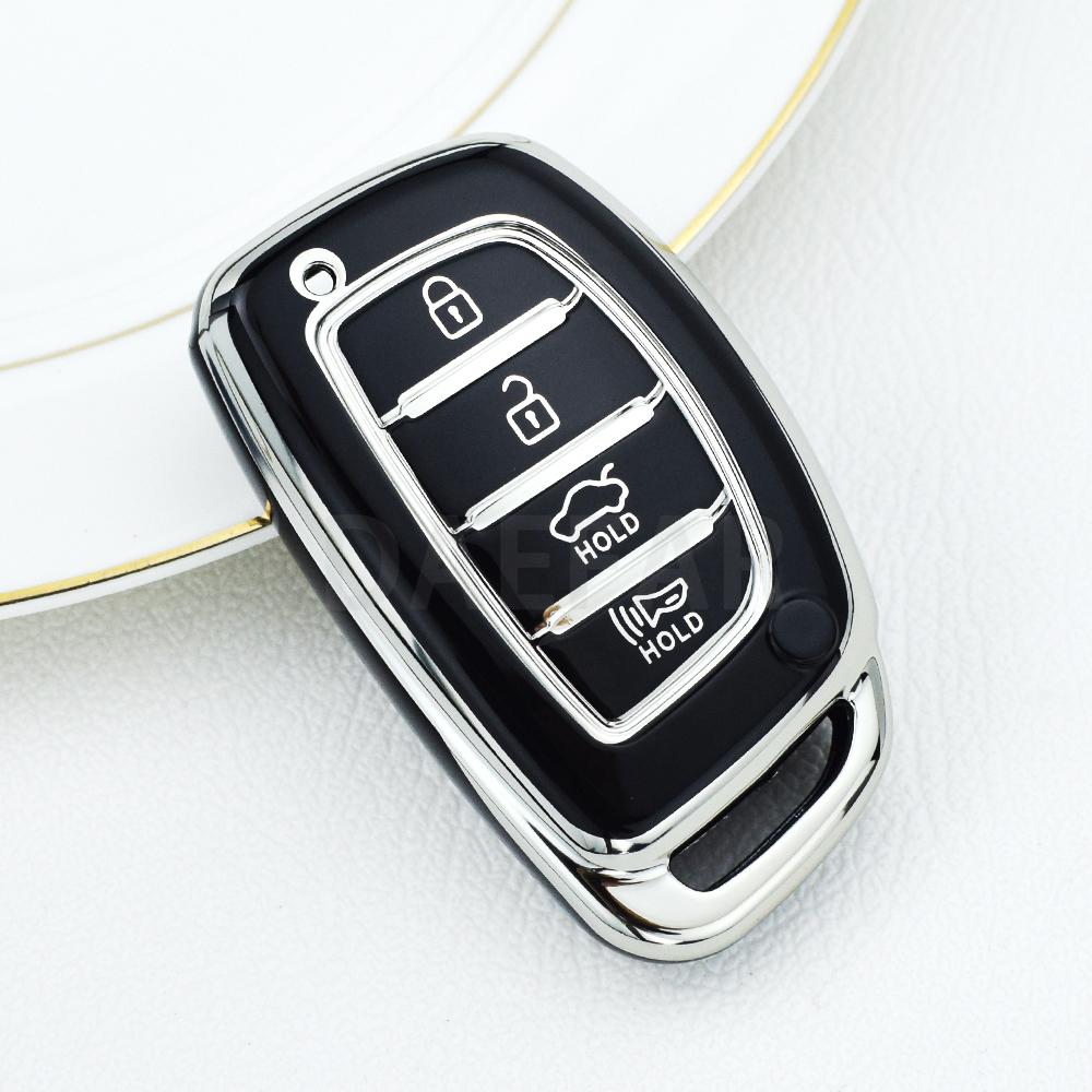 4 Buttons TPU Car Smart Key Case Cover for Hyundai Ix35 Ix45 I10 I30 I40 Creta Tucson Santa Fe Rena Sonata Elantra Accessories
