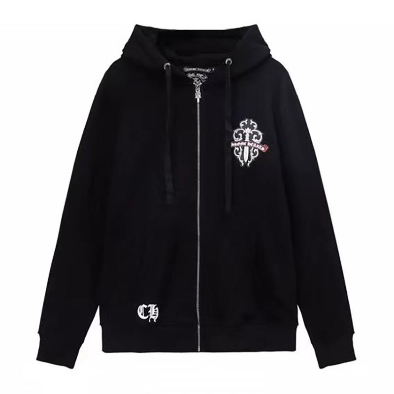 834 CHROME HEARTS 2025 Autumn and Winter New Plus Size Classic Style Logo Zipper Hooded Sweatshirt, Suitable for Couples to Wear