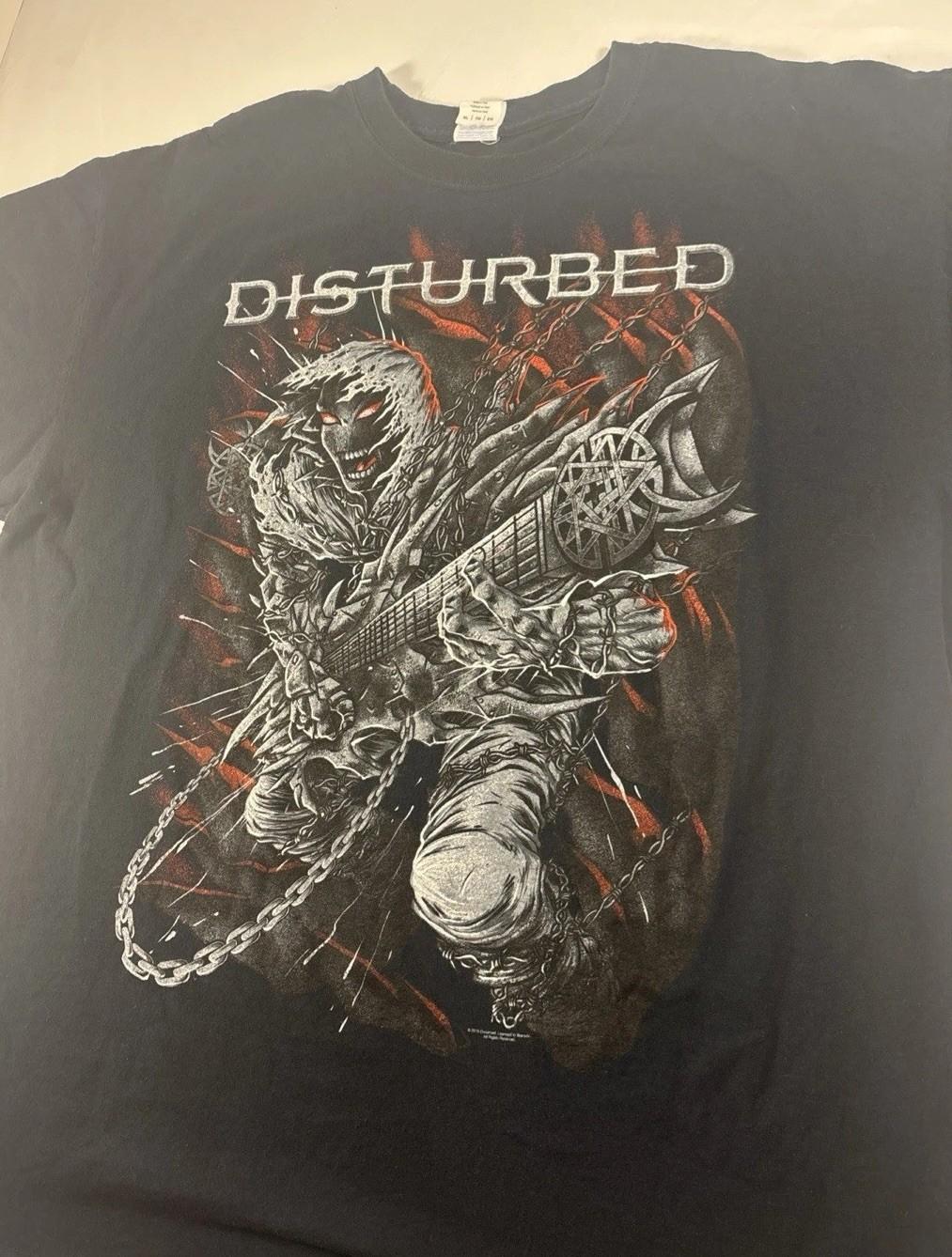 Disturbed Band T-Shirt XL 2015 Chain Graphic Gildan Heavy Metal Tee Unisex T-Shirt S