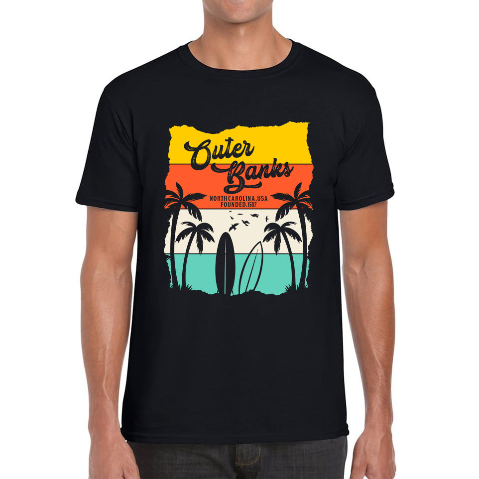 Outer Banks North Carolina NC Vintage Retro Beach Sunset TV Series JJ Maybank Pogue life OBX Fans Mens Tee Top 3XL