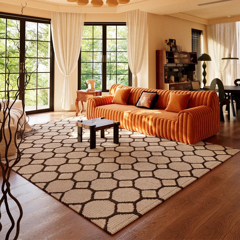 American Retro Rugs for Bedroom Soft Non-slip Lounge Rug Large Area Washable Living Room Decoration Rectangular Plaid Floor Mat