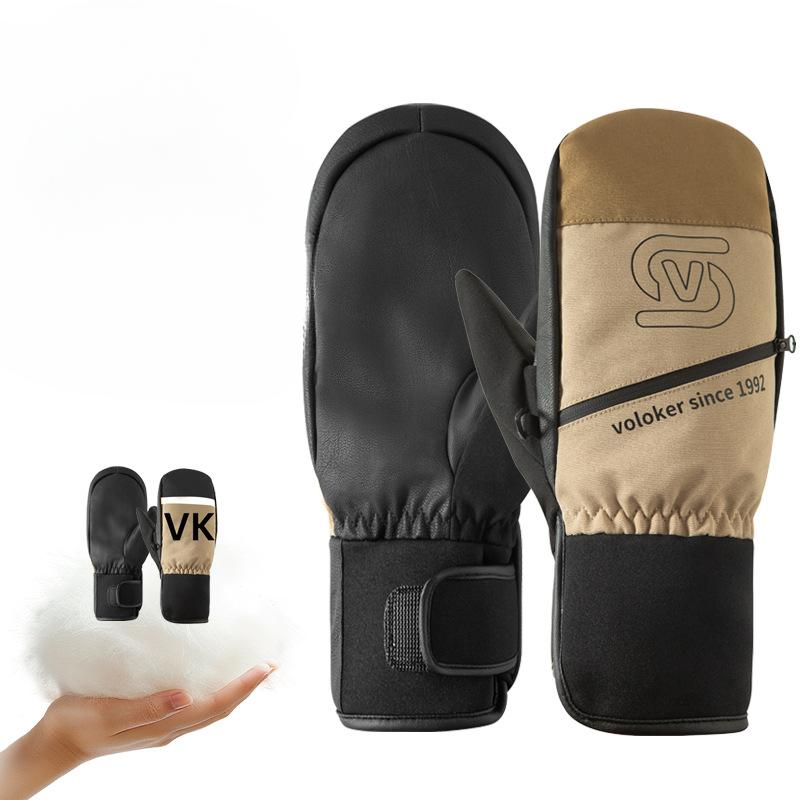 Single and Double Snowboard Gloves for Women Touch Screen Winter Outdoor Cycling Waterproof Warm and Stuffy Gloves for Men Windproof