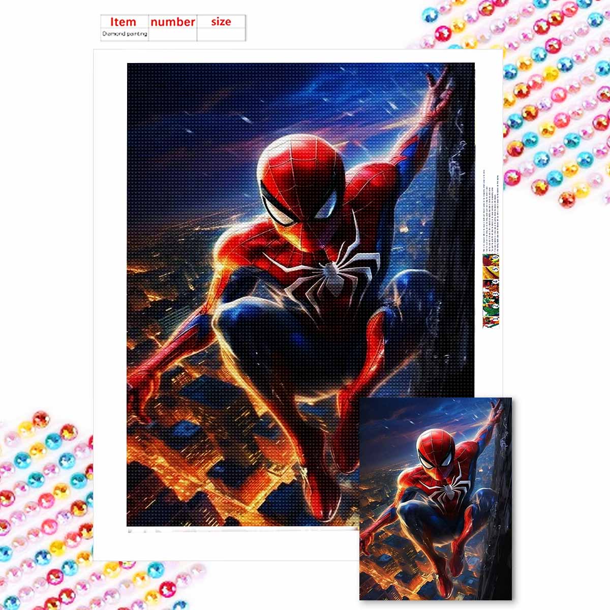 

Полная круглая алмазная живопись Человек-паук Высоко вверх Искусство Стразы Картина Мозаика DIY 5D Вышивка крестом Домашнее украшение Round 20x30cm