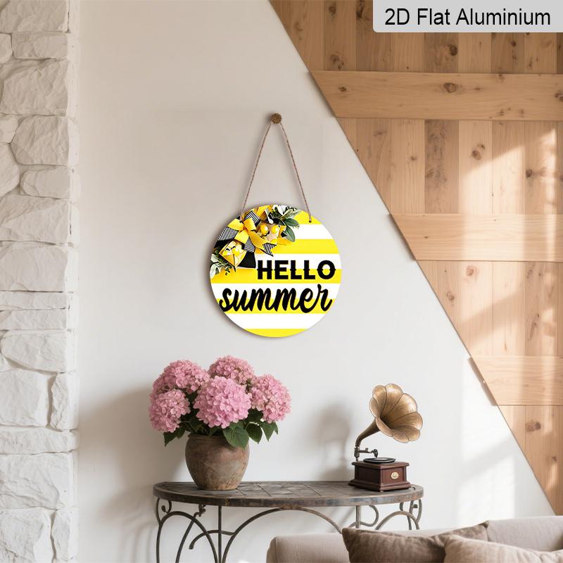 2D Flat Retro Round Aluminum Wall Panel, Multi-Size Fresh Summer Decor, Indoor Outdoor Hanging Art for Home Cafe Bar, Keepsake Gift