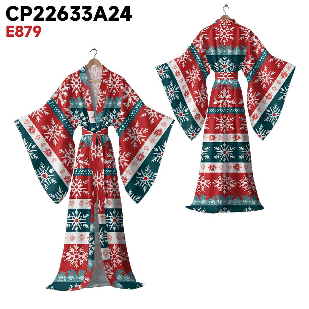 

Женский рождественский повседневный свободный халат с геометрическим 3D-принтом. Large