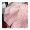 French Sweet Cherry Embroidered Pearl Sweater Knitted Cardigan Top for Women
