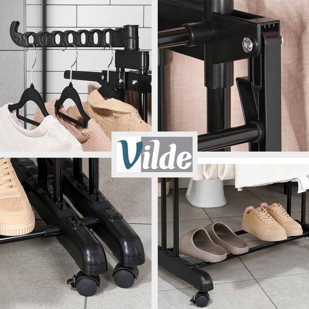 Metall Schwarz Vertikal Ausziehbar Wäscheständer XXL 78-130X64X172 Cm