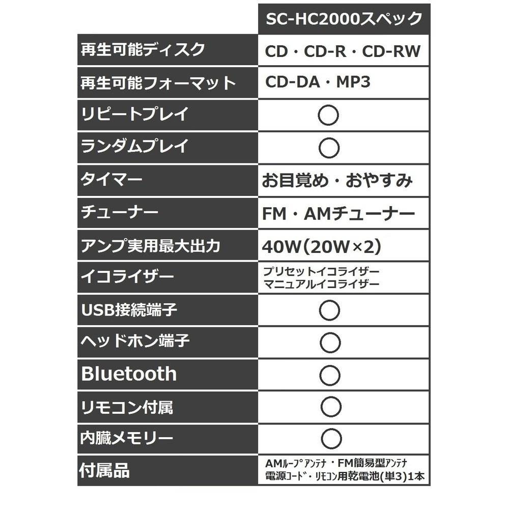 Panasonic Mini Component Bluetooth Radio SC-HC2000-K Wide FM Black