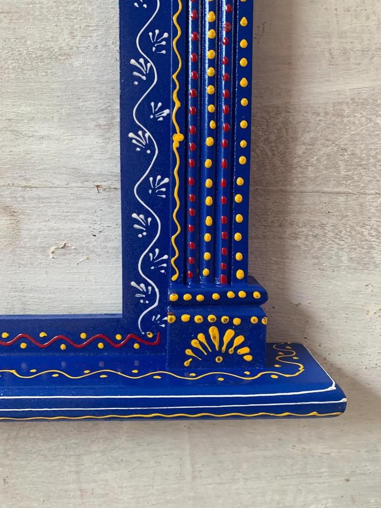 Hand-Painted Indian Jharokha Frame: Wooden Wall Decor