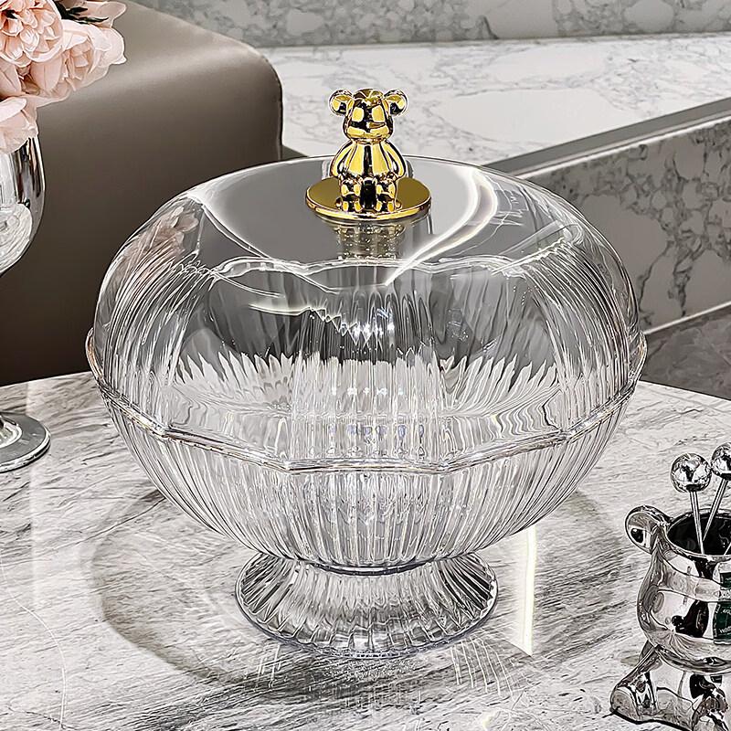 WUHE Gold Bear Dustproof Fruit Plate with Drain Basket