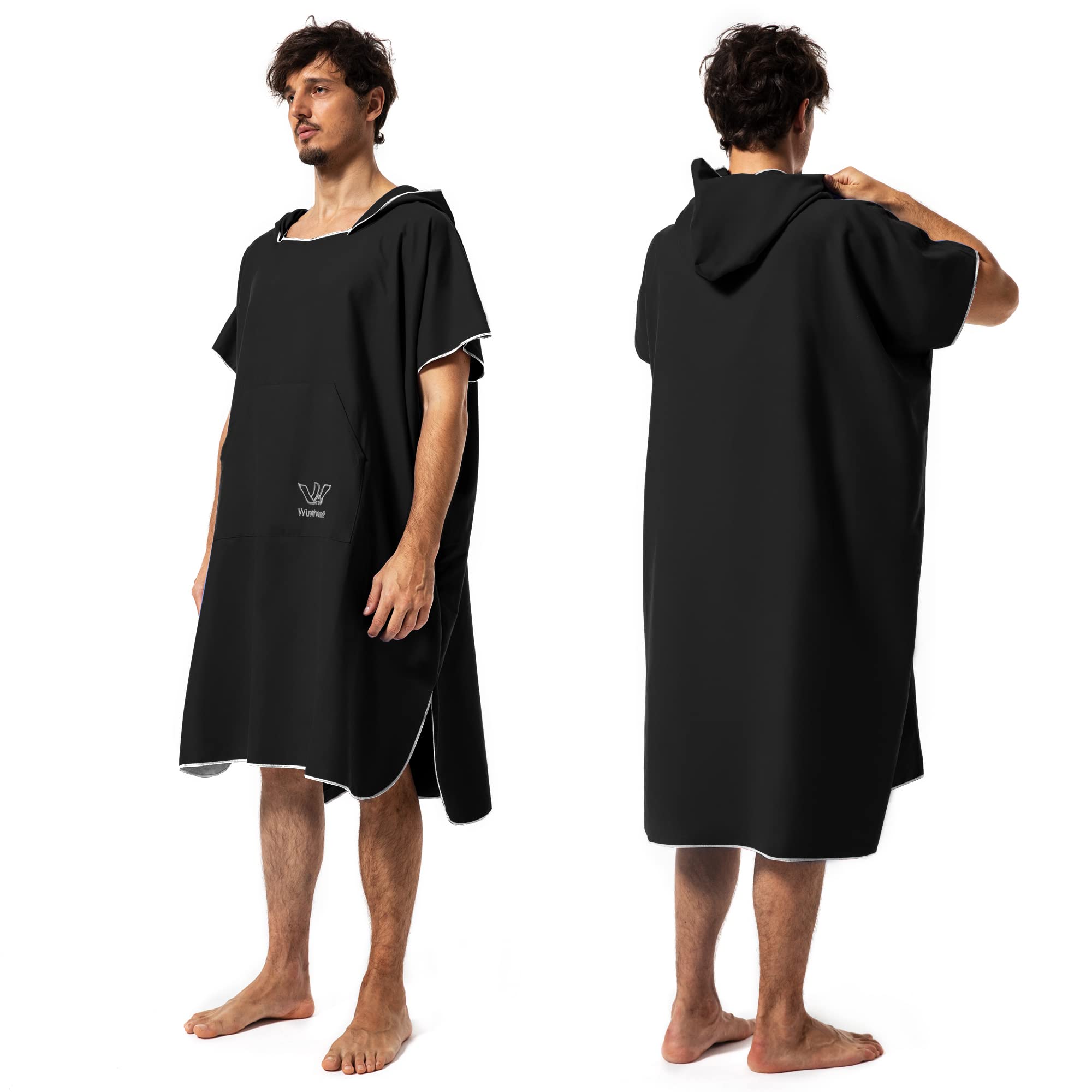 

Surfing Changing Sauna Absorbent Pool Water [Winthome] Poncho, Towel, Poncho, Quick-Drying, Towel, Poncho, Bathrobe, Oversized, Sports, Lightweight, чёрный