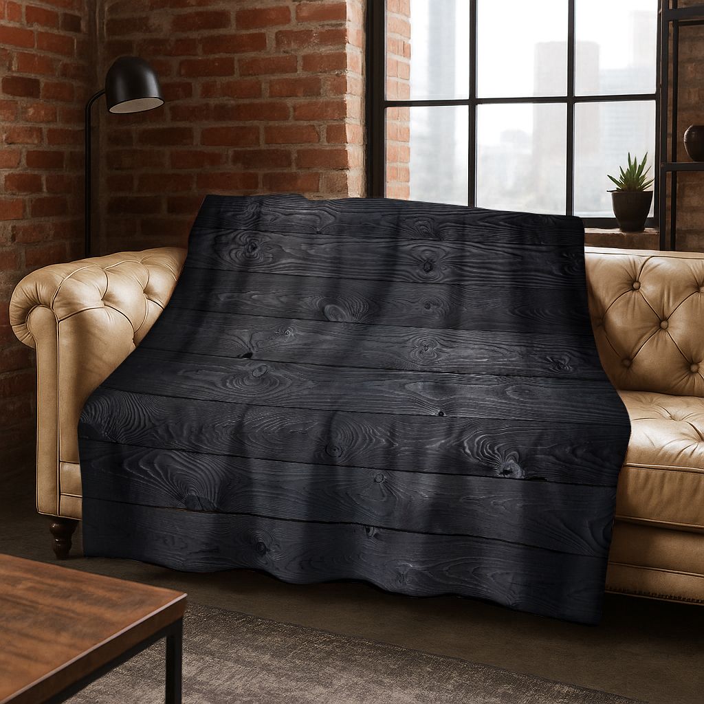 Regenboog Retro Houten Bord Zwart Bruin Houtnerf Flanellen Deken, Gezellige Zachte Plaid voor Huis Slaapkamer Bed Bankhoes Cadeau