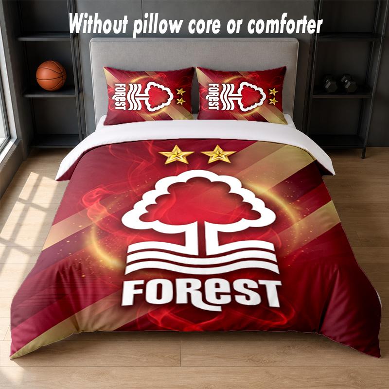 Nottingham Forest Design Bett Bettwäsche-Set 1 Bettbezug + 2 Kissenbezüge Weich Atmungsaktiv Haushalt Bettwäsche