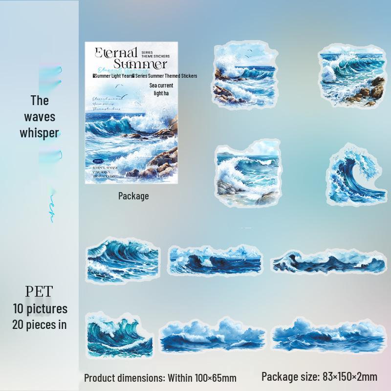 

Ketchup Girl PET Sticker Pack: Midsummer Light Years Series - 6 Summer Beach Scenery Styles