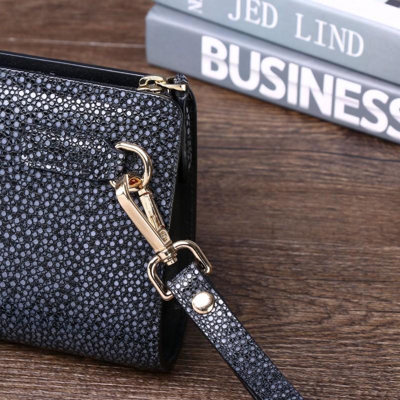 New Smooth Pearl Fish Pattern Handbag High End Suitable Men Women Wallet Multi Functional Phone Bag Trendy