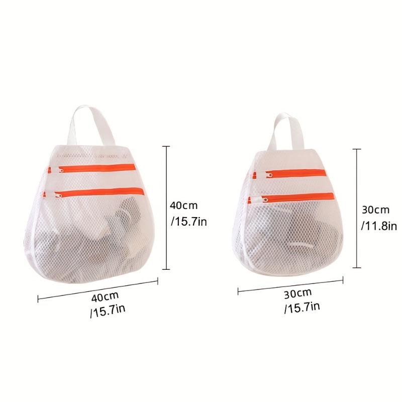 Multifunctional Hanging Organizer Bag - Double-Layer Mesh Laundry Bag with Zippered Compartment & Side Pockets