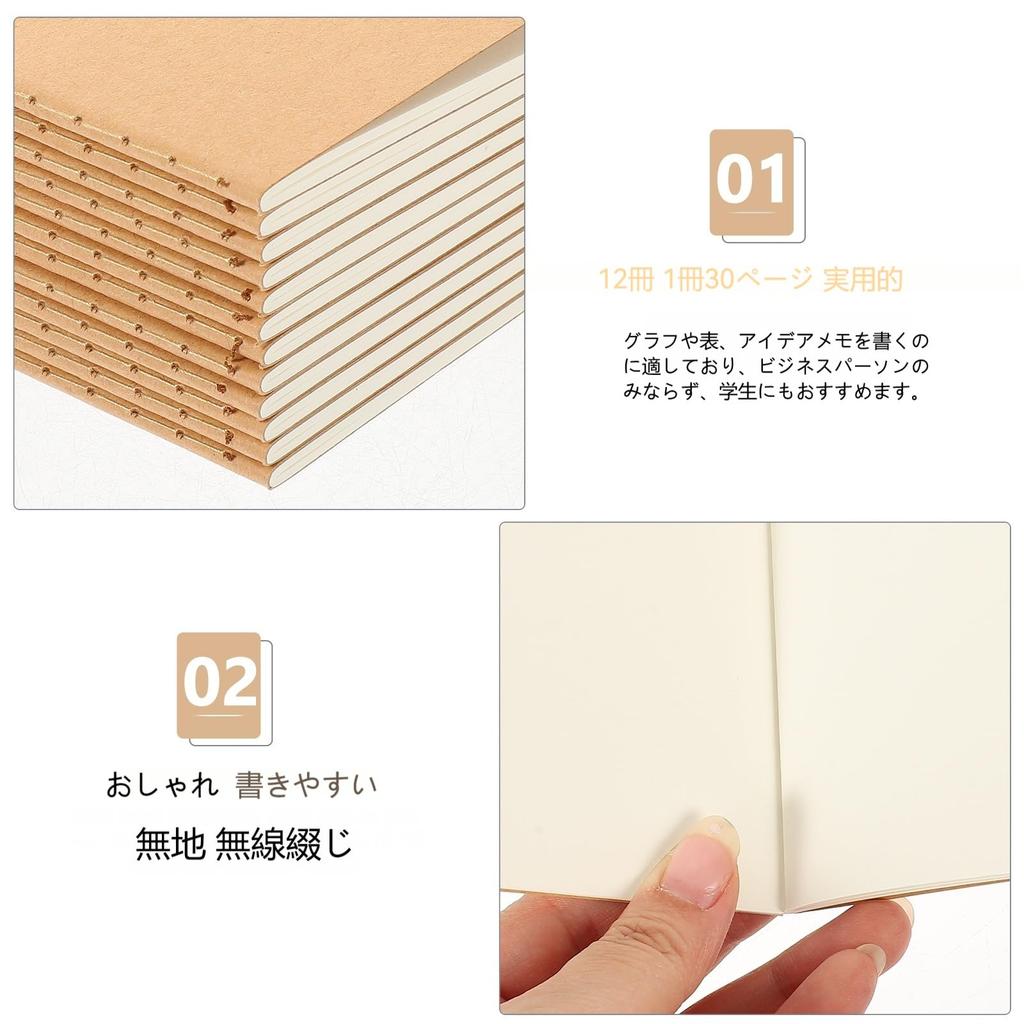 NUOLUX Blank A6 Perfect for Memo Craft Antique Blank 12 Pocket 14x10cm Notebook, Pads, Diaries, Memorials, Style, Pages, A6, Sizes,