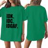 Women's Color Neck Funny Letter Print Short Sleeve T-Shirt