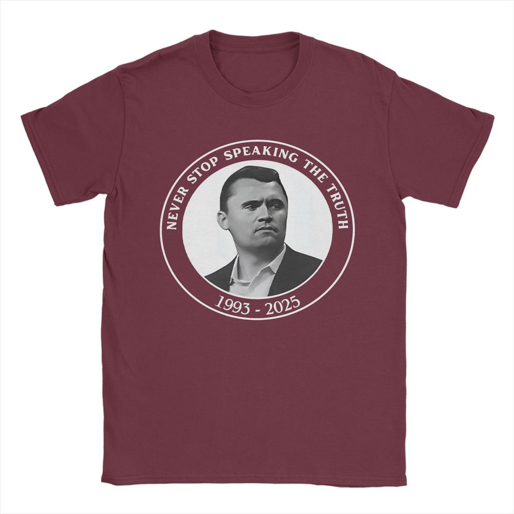 Men's T-Shirt Charlie Kirk Funny Pure Cotton Tees Short Sleeve  T Shirt Round Neck Clothes Graphic