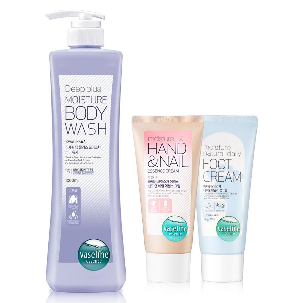 

Большой гель для душа Vaseline 1000 мл + бесплатный подарок (крем для рук 60 мл + крем для ног 60 мл)